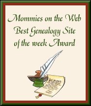 Mommies on the Web Best Genealogy Site of the Week Award